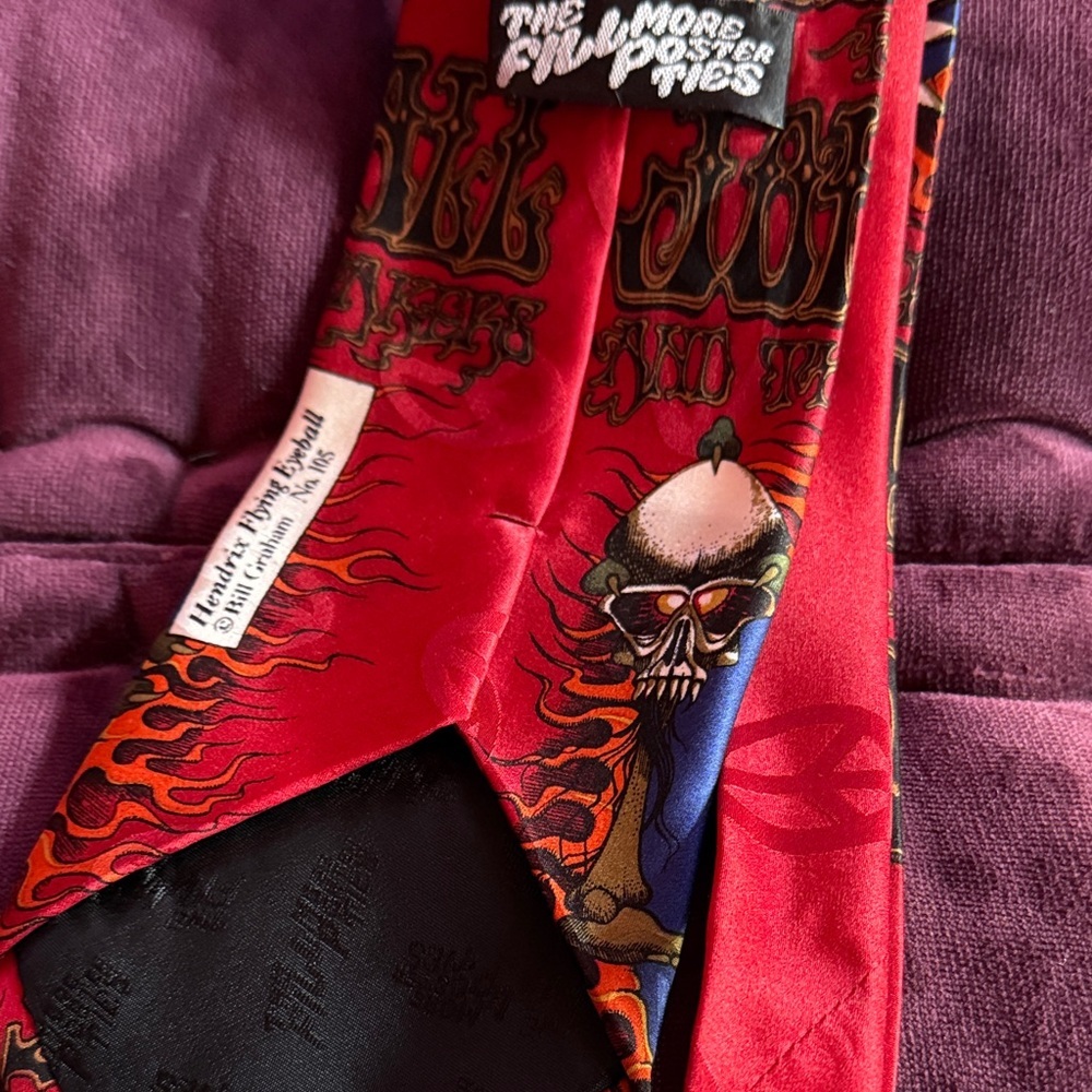 The Fillmore Poster Tie Hendrix Flying Eyeball silk NWOT - Picture 4 of 9